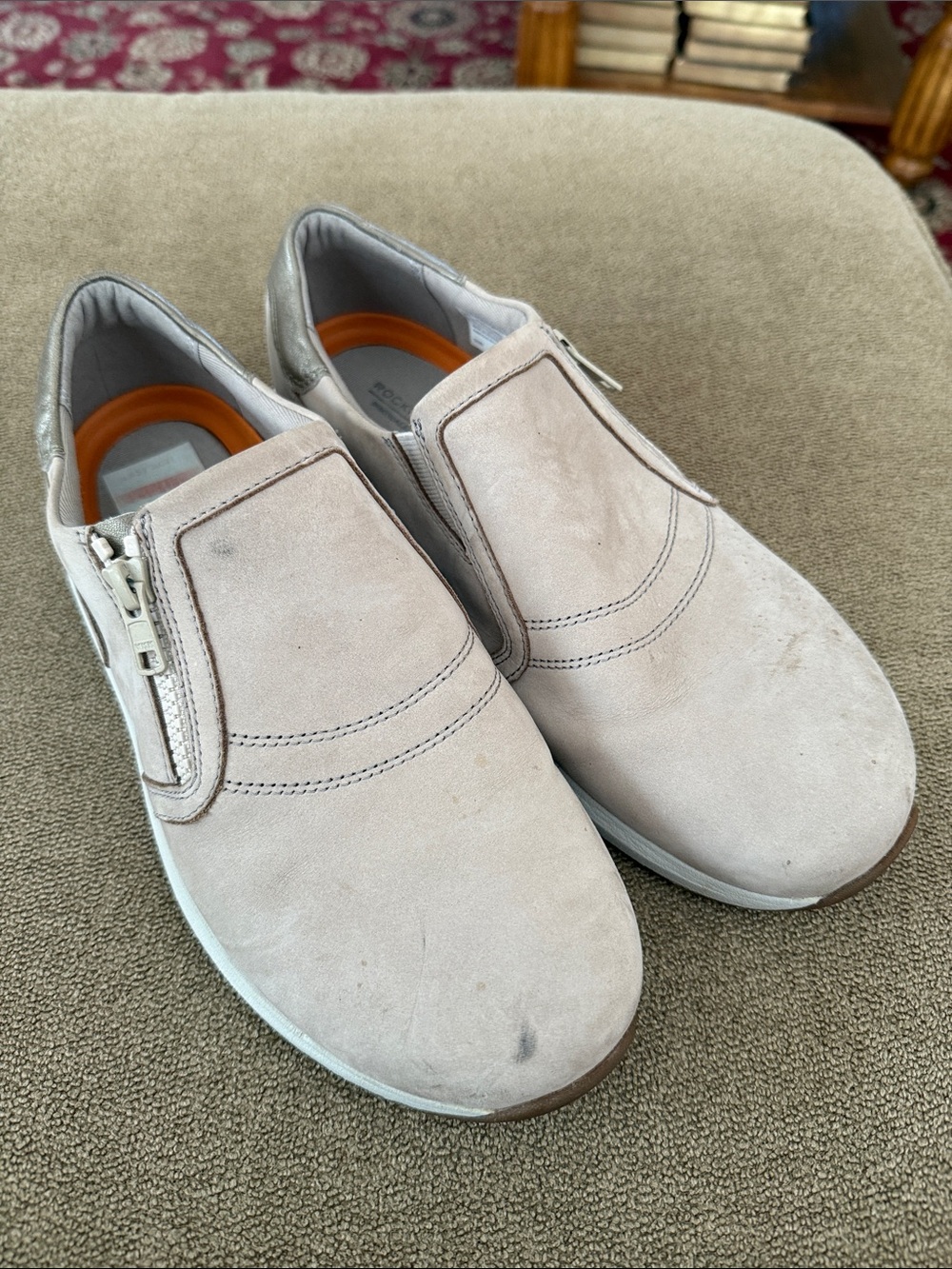 Rockport ProWalker Trustride Slip On Taupe Suede Zip Walking Shoes 8.5 (TD)